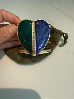 Jane Win LOVE Split Carry Your Heart Cuff in Lapis and Malachite